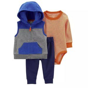 BABY BOYS CARTERS WOODLAND 3 PIECE VEST SET SIZE 6 MONTHS  #K1